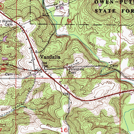 Topographic Map of Palestine Cemetery, IN
