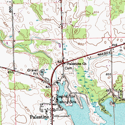 Topographic Map of Palestine Church, IN