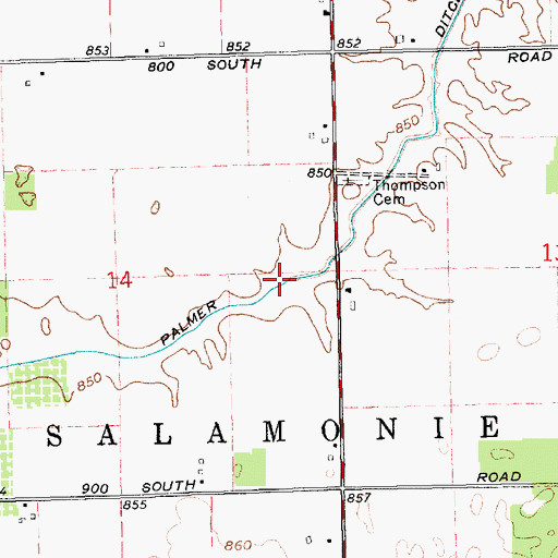 Topographic Map of Palmer Ditch, IN