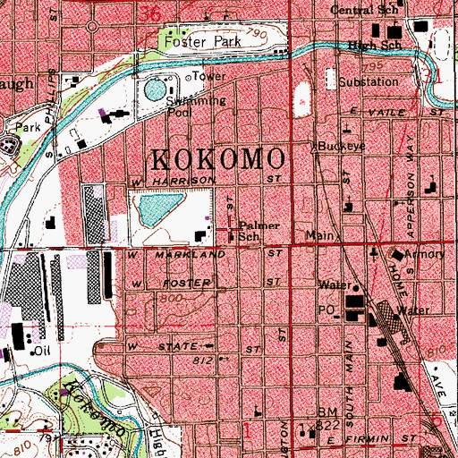 Topographic Map of Palmer Elementary School, IN