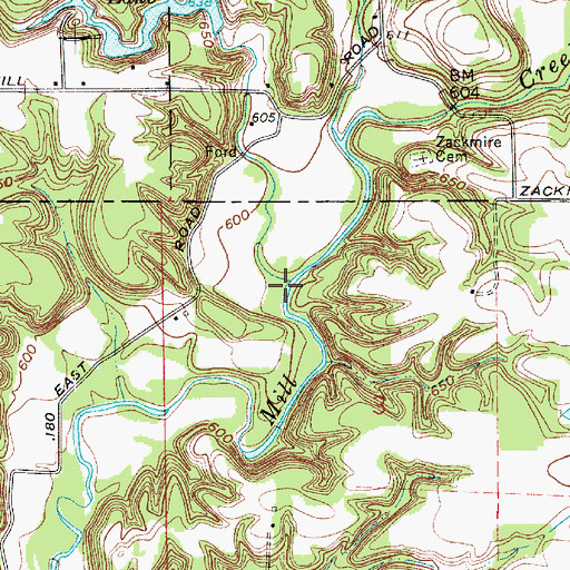 Topographic Map of Panther Creek, IN