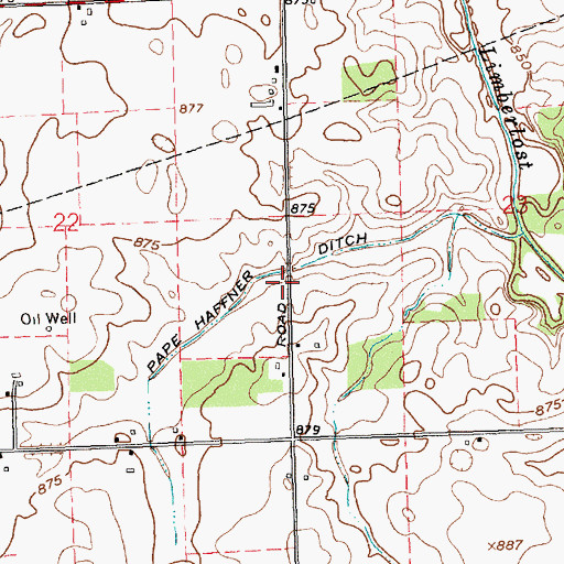 Topographic Map of Pape Haffner Ditch, IN