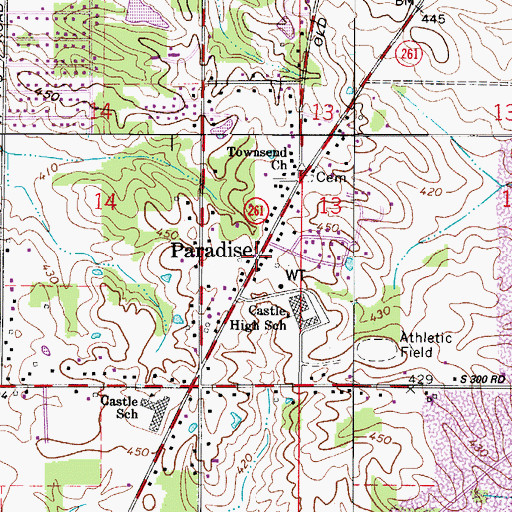 Topographic Map of Paradise, IN