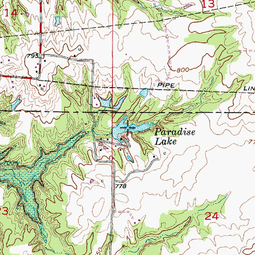 Topographic Map of Paradise Lake, IN