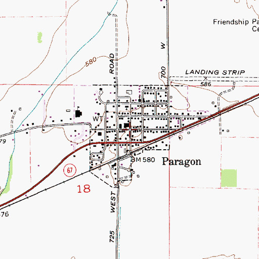 Topographic Map of Paragon, IN