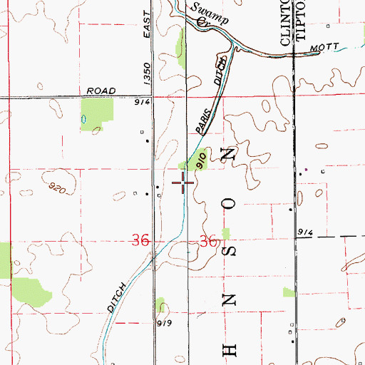 Topographic Map of Paris Ditch, IN