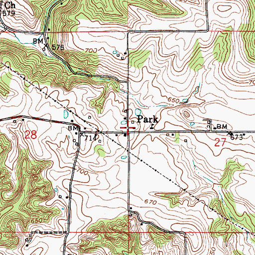 Topographic Map of Park, IN