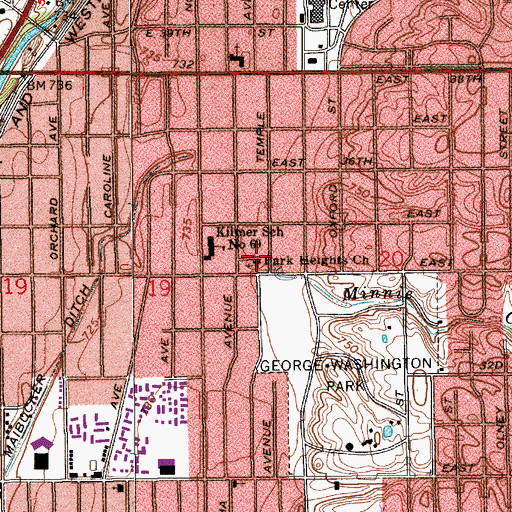Topographic Map of Park Heights Church, IN