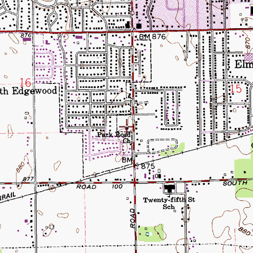 Topographic Map of Park Road Church, IN
