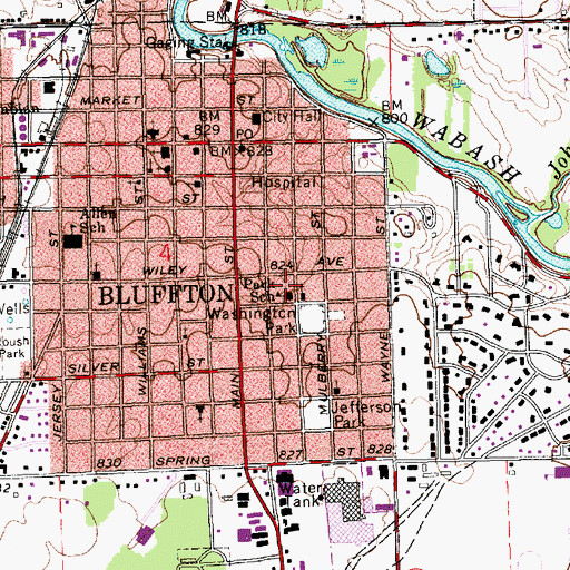 Topographic Map of Park School, IN