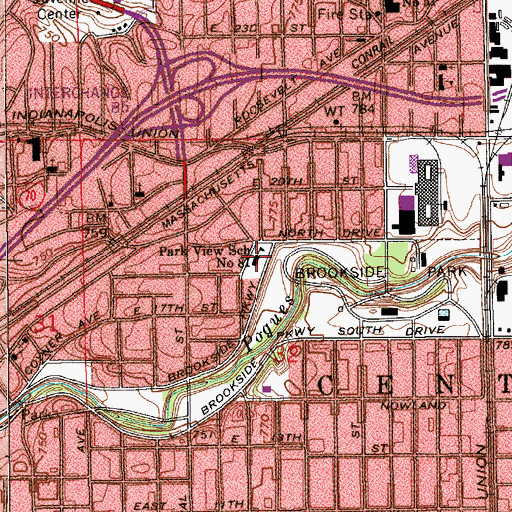 Topographic Map of Parkview Elementary School, IN