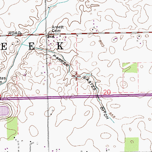 Topographic Map of Parker Eastes Ditch, IN