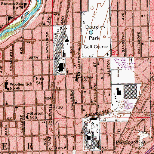 Topographic Map of Frances W Parker Elementary School, IN