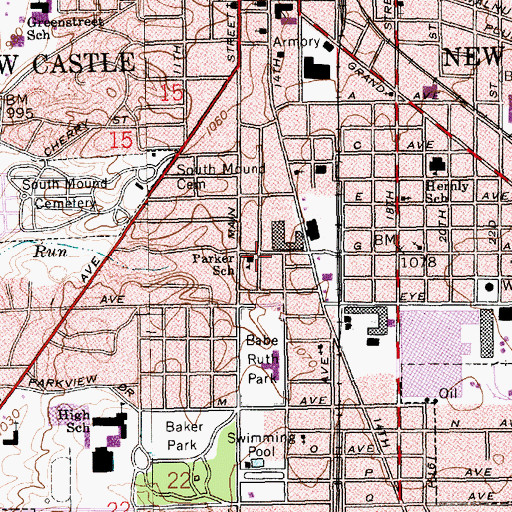 Topographic Map of Parker Elementary School, IN