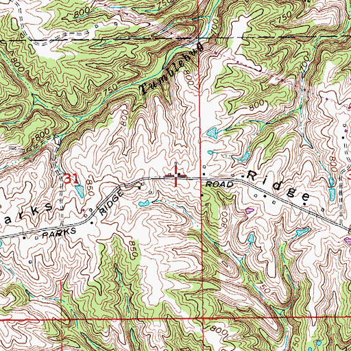 Topographic Map of Parks Ridge, IN