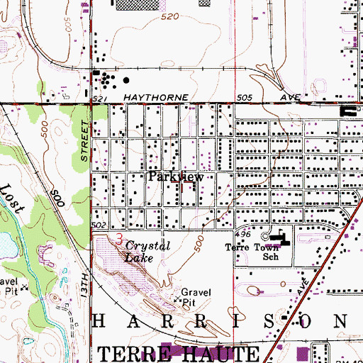 Topographic Map of Parkview, IN