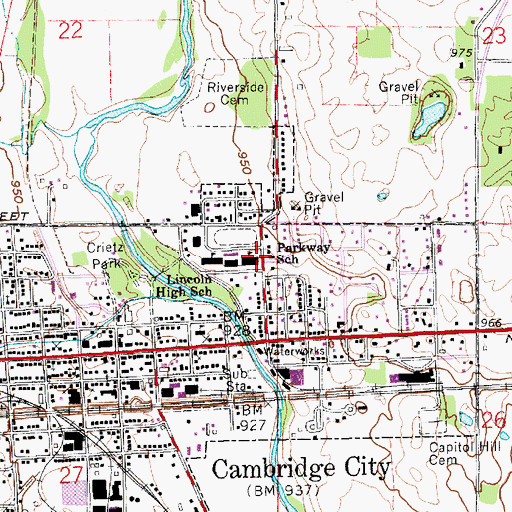 Topographic Map of Parkway Junior High School, IN