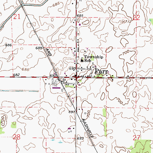 Topographic Map of Parr, IN