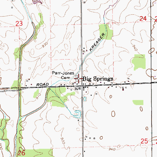 Topographic Map of Parr-Jones Cemetery, IN