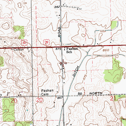 Topographic Map of Pashan School, IN