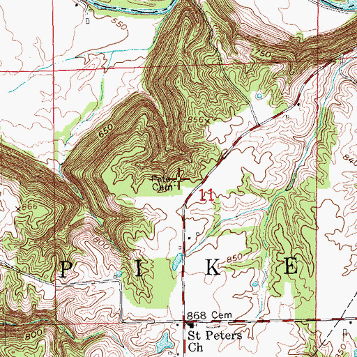 Topographic Map of Pate Cemetery, IN