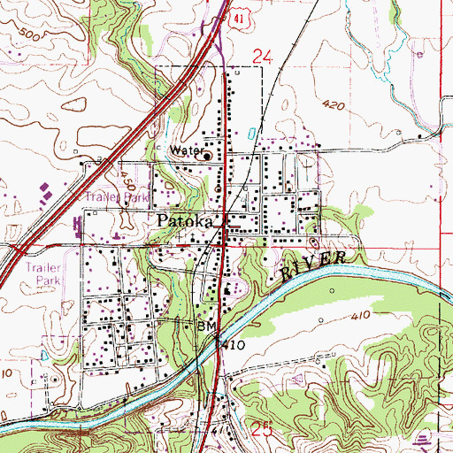 Topographic Map of Patoka, IN