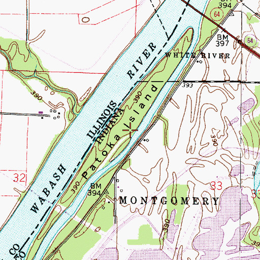 Topographic Map of Patoka Island, IN
