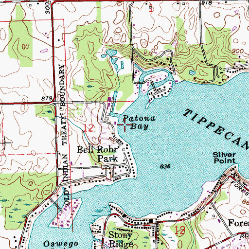 Topographic Map of Patona Bay, IN