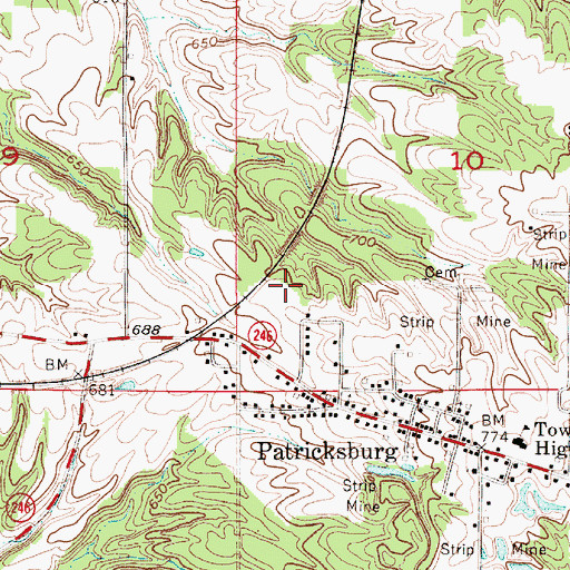 Topographic Map of Patricksburg, IN