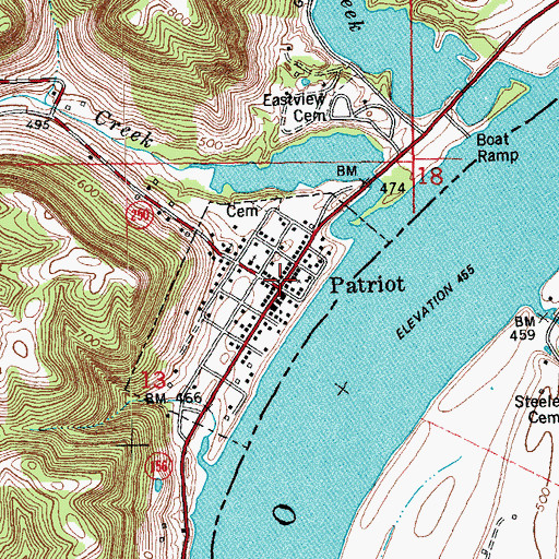 Topographic Map of Patriot, IN