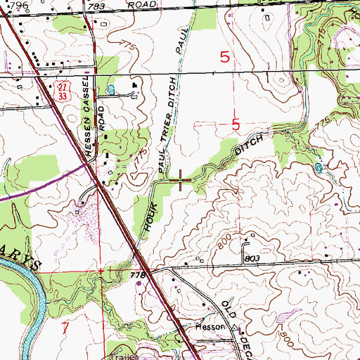 Topographic Map of Paul Trier Ditch, IN