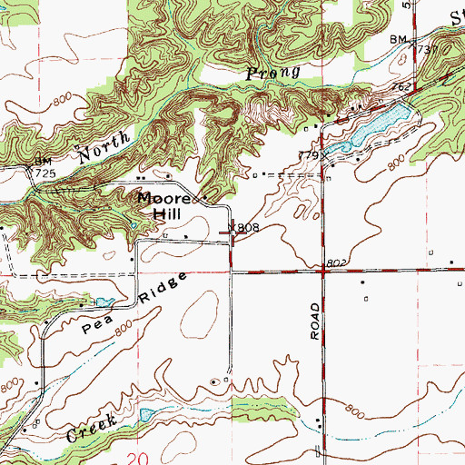 Topographic Map of Pea Ridge, IN