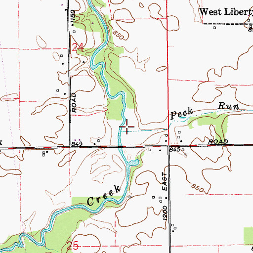 Topographic Map of Peck Run, IN