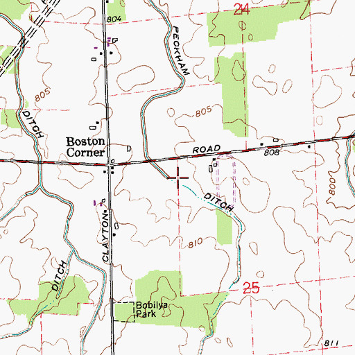 Topographic Map of Bell Peckham Ditch, IN