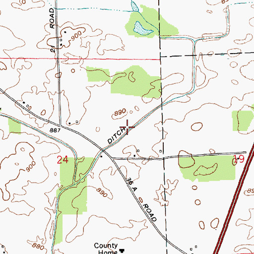 Topographic Map of Peckhart Ditch, IN