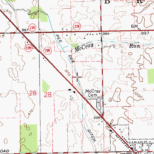 Topographic Map of Pee Dee Ditch, IN