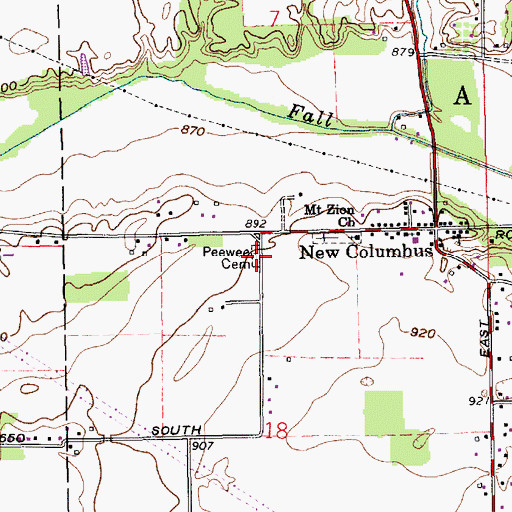 Topographic Map of Pee Wee Cemetery, IN