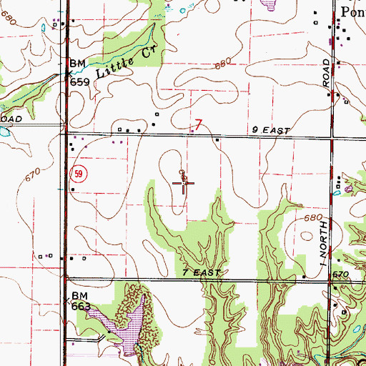 Topographic Map of Pell Brook, IN