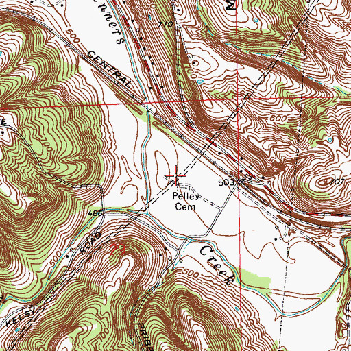Topographic Map of Pelley Cemetery, IN