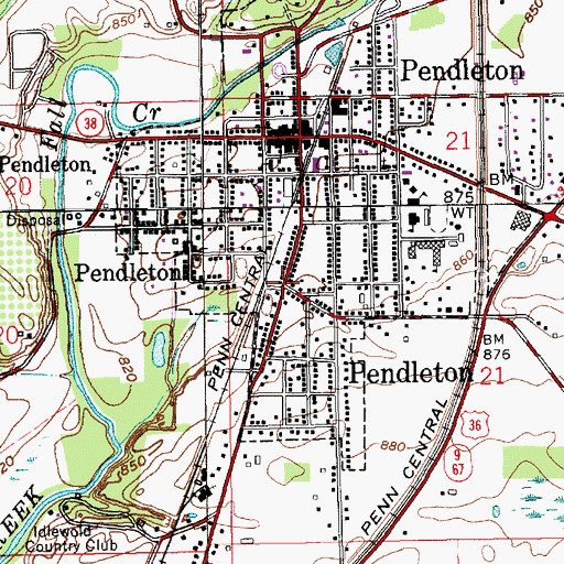 Topographic Map of Pendleton, IN