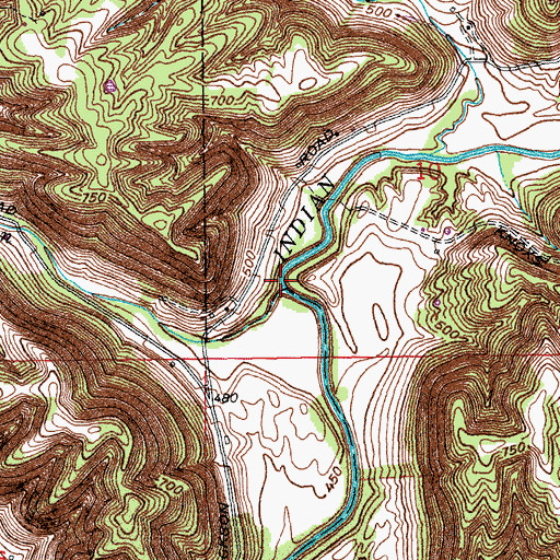 Topographic Map of Pendleton Run, IN