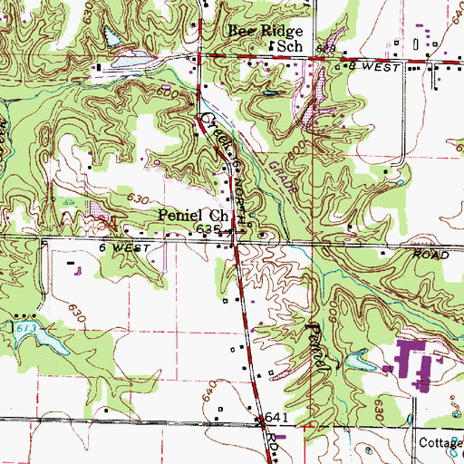 Topographic Map of Peniel Church, IN