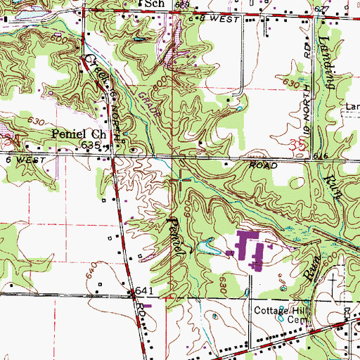 Topographic Map of Peniel Run, IN