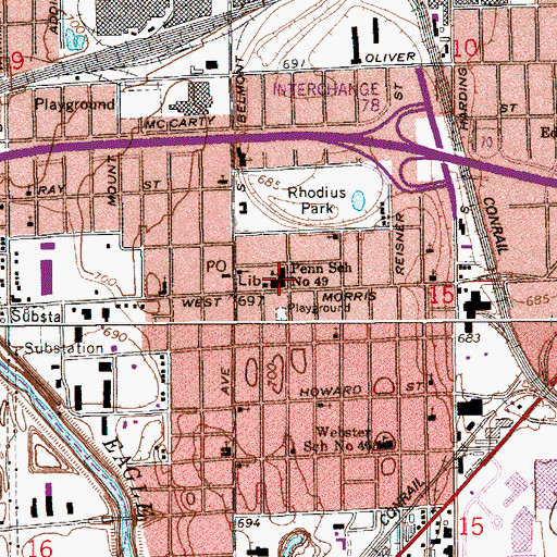 Topographic Map of William Penn Elementary School, IN