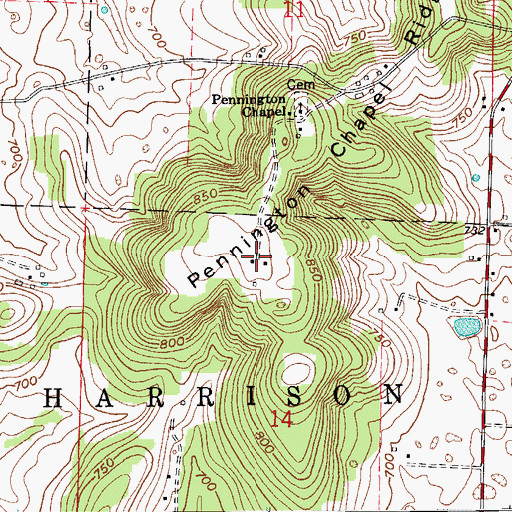 Topographic Map of Pennington Chapel Ridge, IN