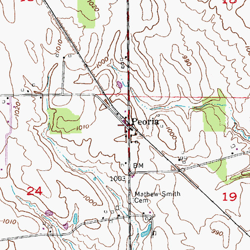 Topographic Map of Peoria, IN