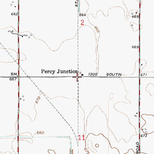 Topographic Map of Percy Junction, IN