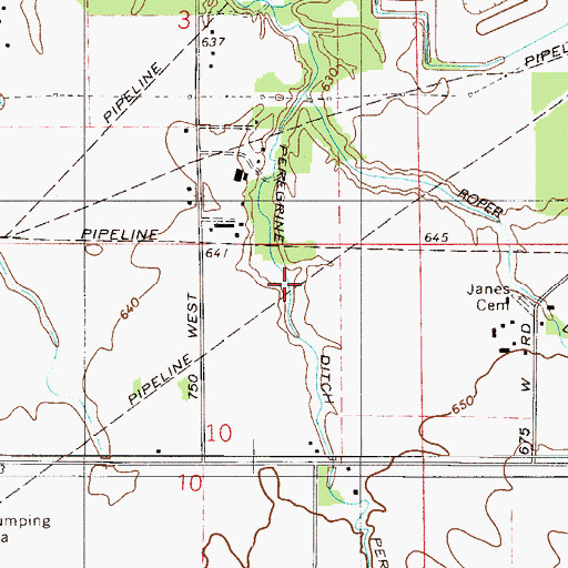 Topographic Map of Peregrine Ditch, IN