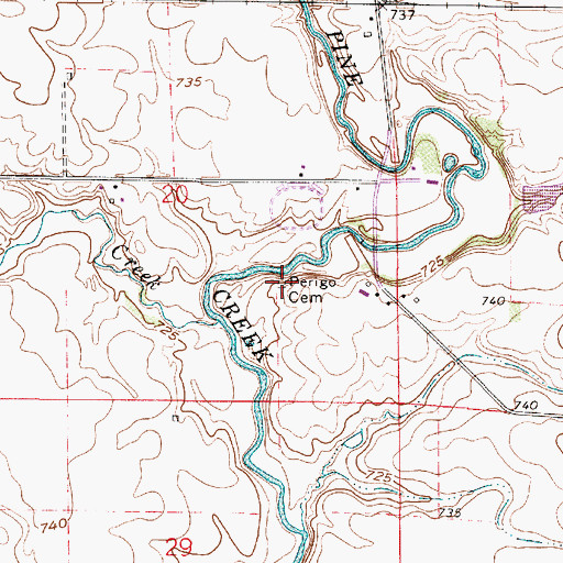 Topographic Map of Perigo Cemetery, IN