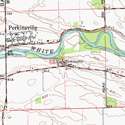 Topographic Map of Perkinsville Cemetery, IN